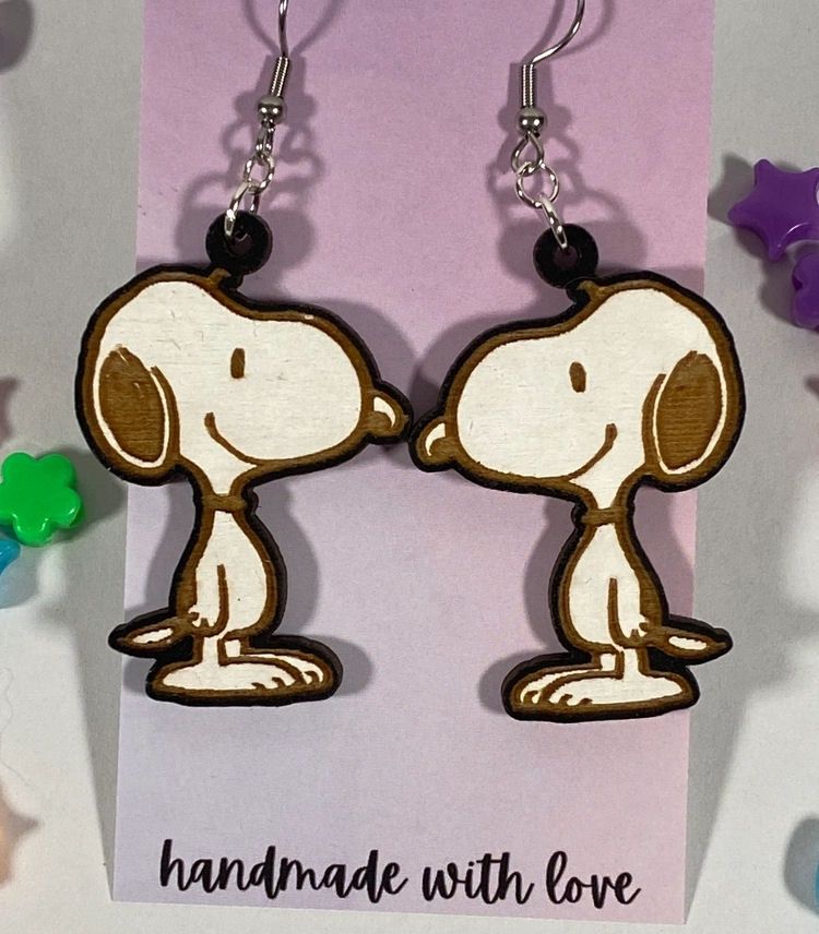 Snoopy Wood Dangle Earrings