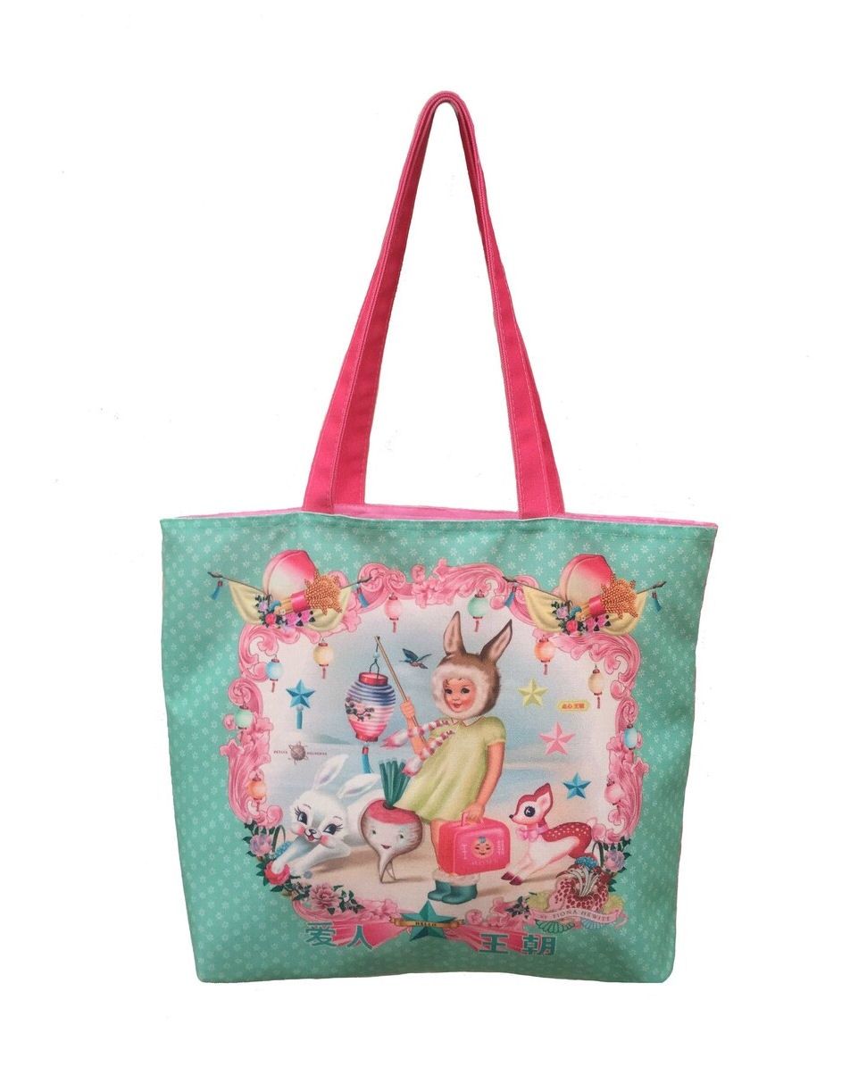 Fiona Hewitt Rabbit Girl Radish Tote Bag