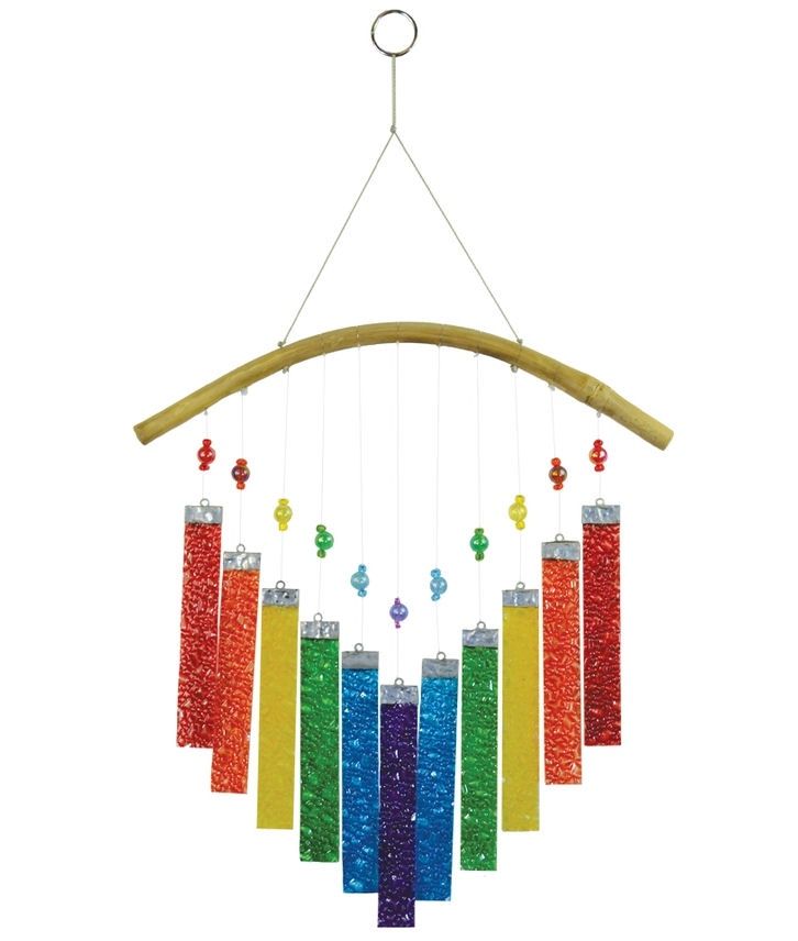 Rainbow Textured Glass Mobile Wind Chime