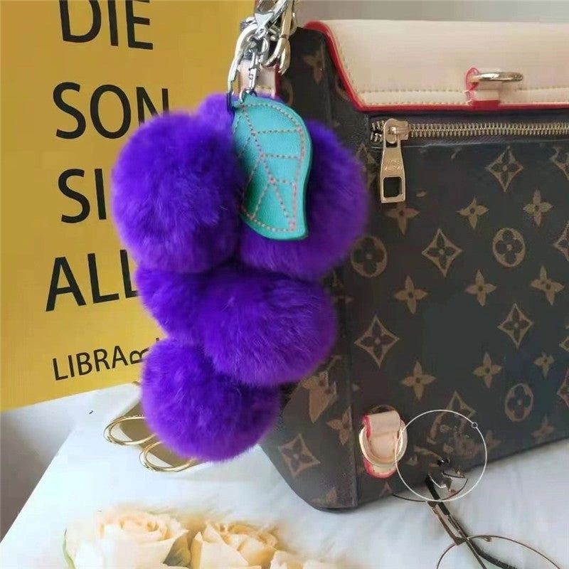 Rabbit Fur Grape Keychain