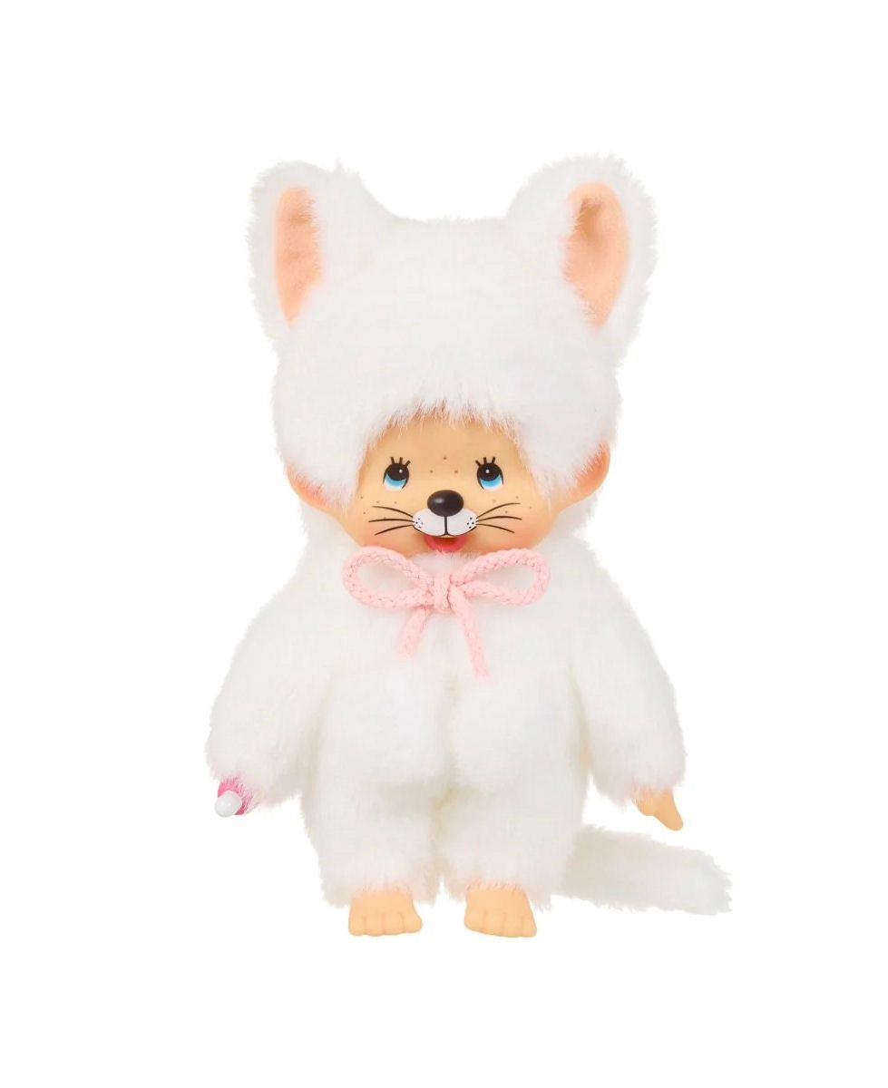 Monchhichi Girl As White Cat Plush