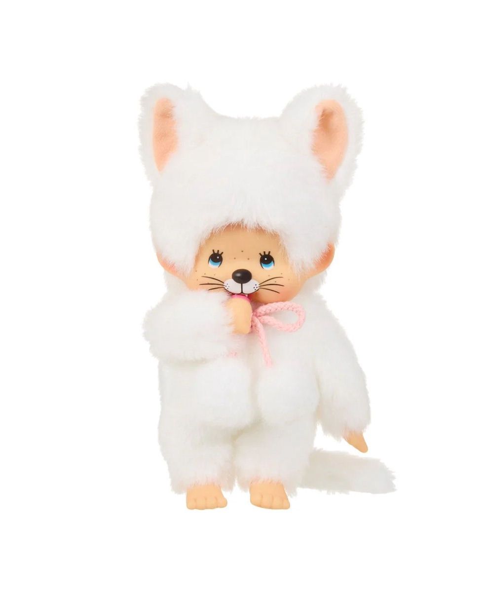 Monchhichi Girl As White Cat Plush