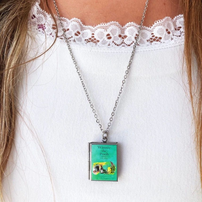 Book Locket Winnie The Pooh Stainless Steel Locket Necklace