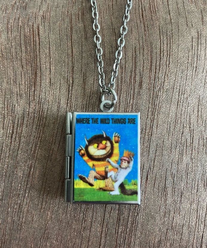 Book Locket Where The Wild Things Are Stainless Steel Necklace