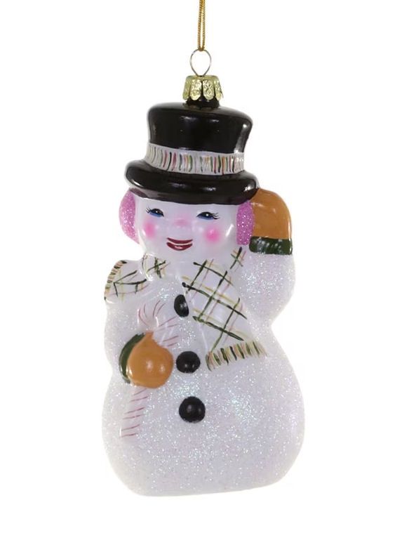 Vintage Snowman Glass Ornament