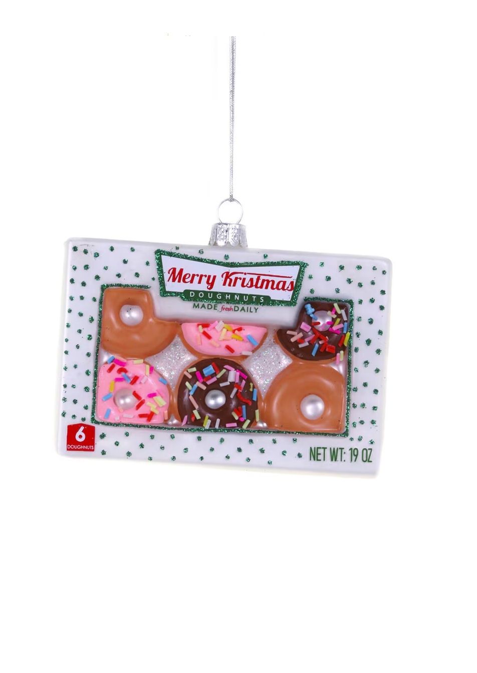 Merry Kristmas Doughnuts Glass Ornament