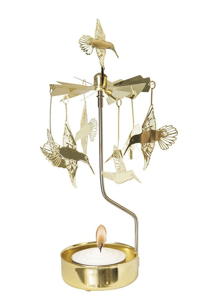 Gold Hummingbird Rotary Candleholder