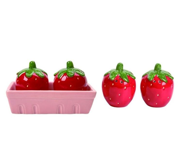 Strawberries In Basket Salt And Pepper Shaker Set