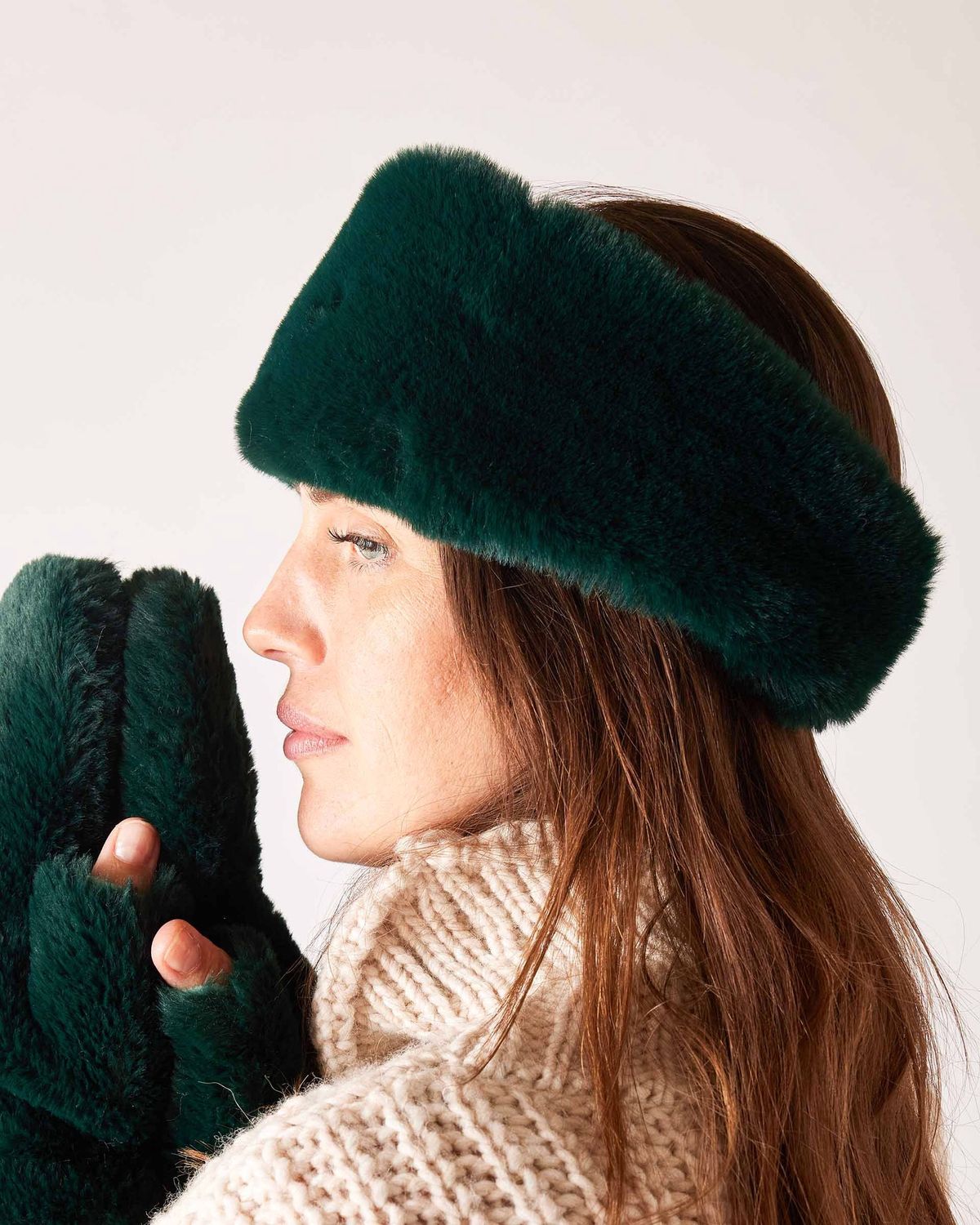 Cozy Cabin Faux Fur Headband, Color: Pine