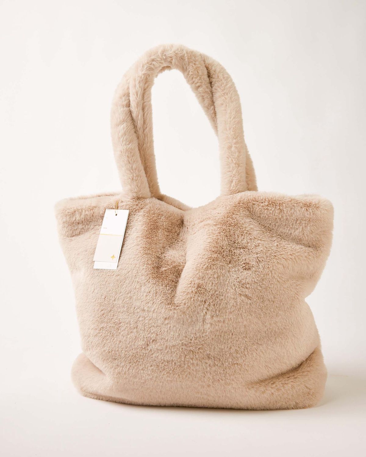 Cozy Cabin Oatmeal Cream Faux Fur Tote Bag