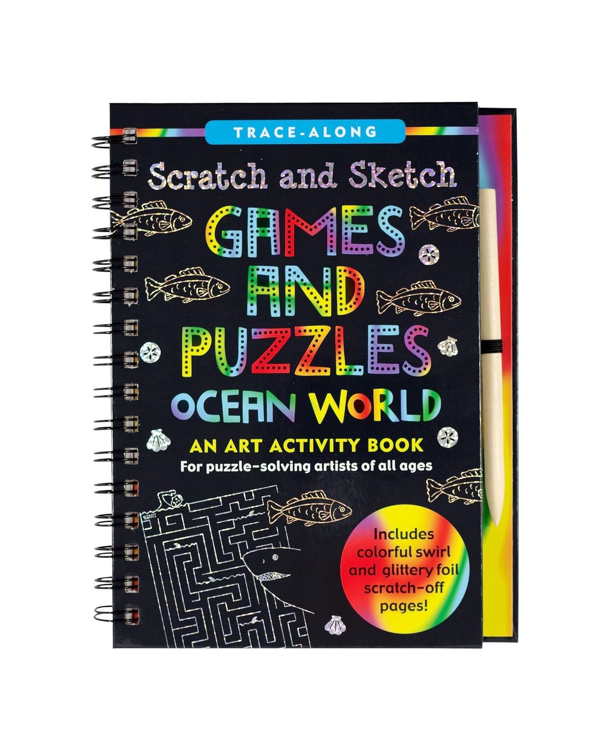 Scratch And Sketch Games And Puzzles Ocean World Hardcover Spiral Book