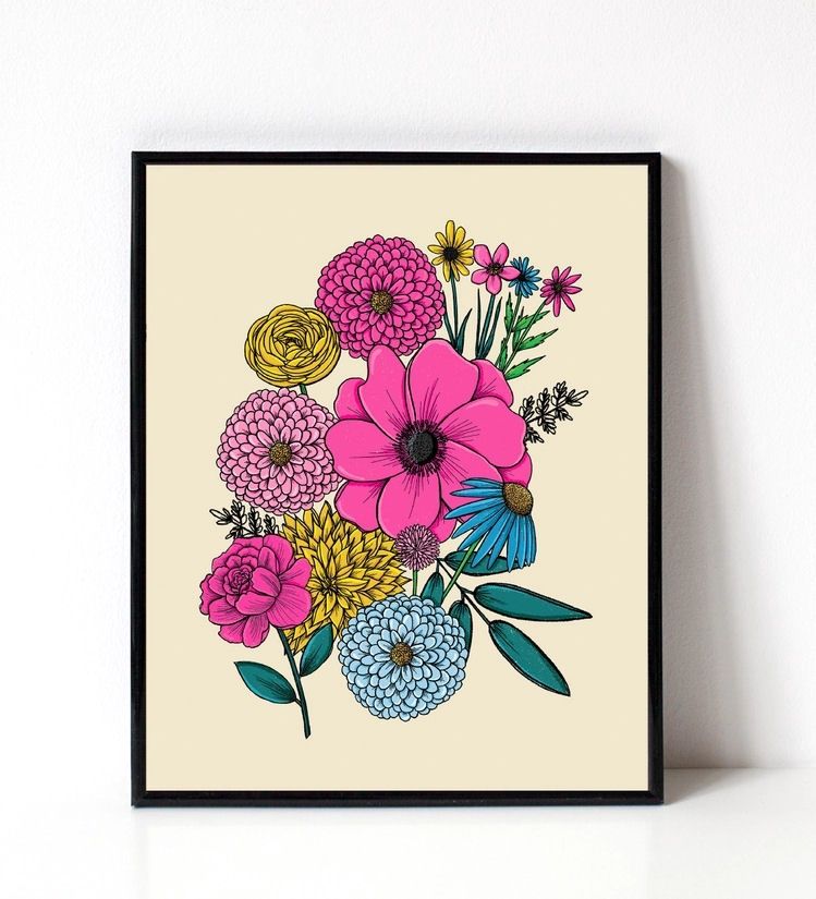 Botanical Bouquet Flowers 8x10 Art Print