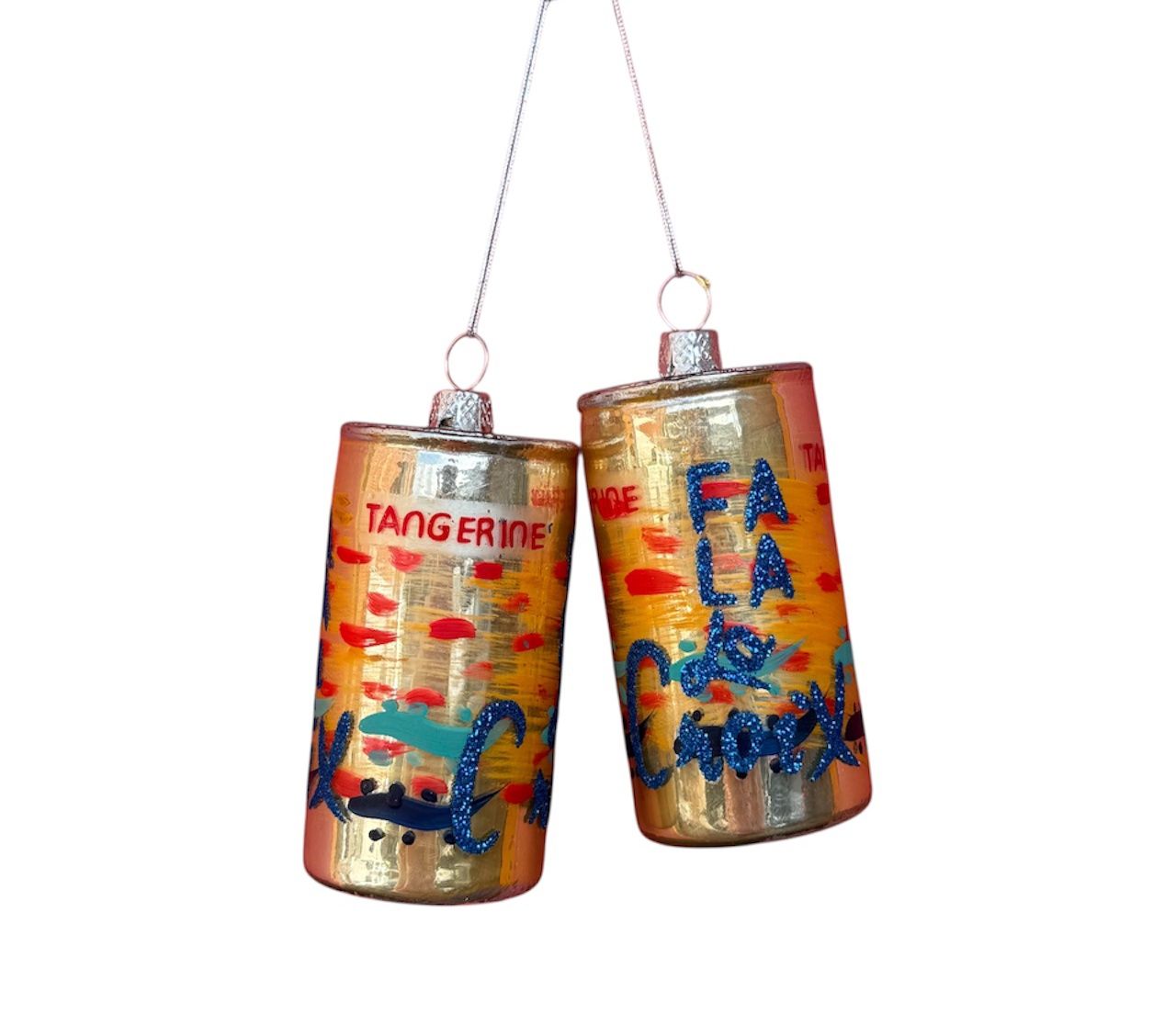 Fa La La Croix Glass Ornament - Tangerine