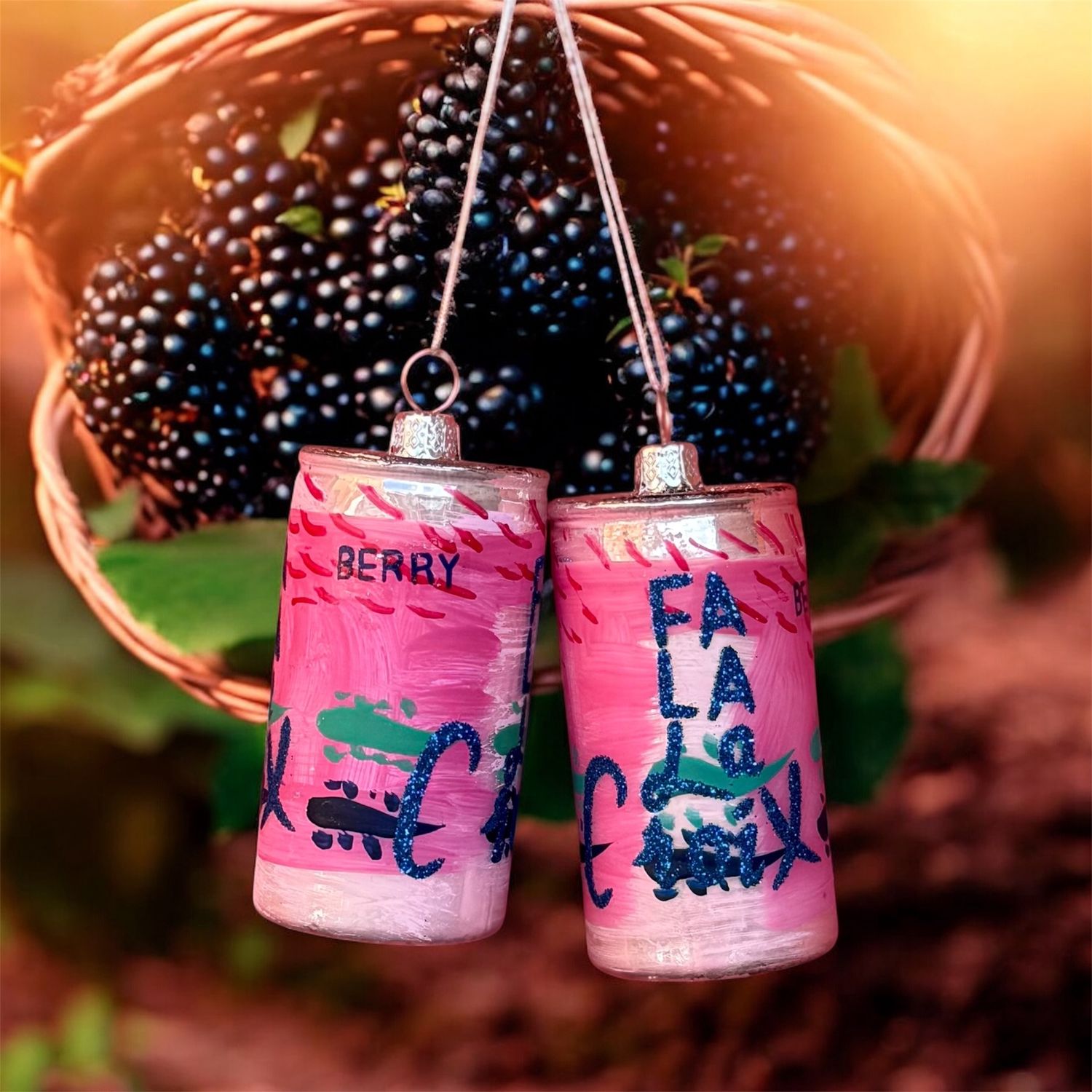 Fa La La Croix Glass Ornament - Berry