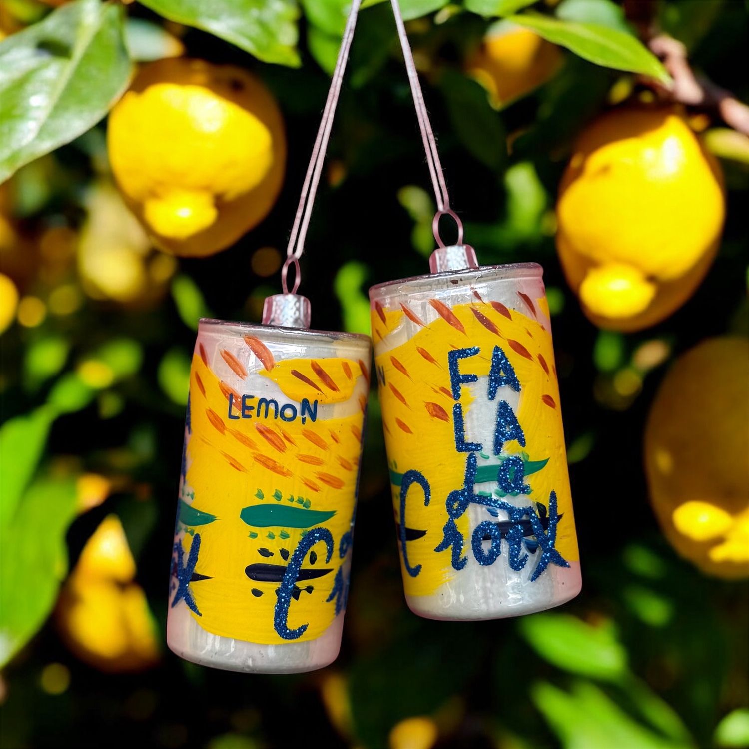 Fa La La Croix Glass Ornament - Lemon