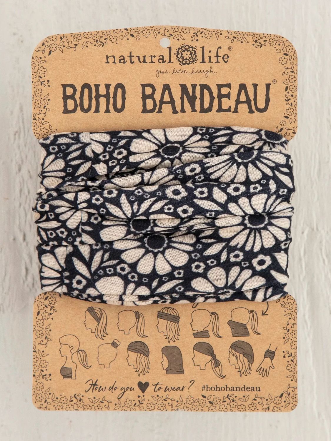 Black White Daises Boho Bandeau
