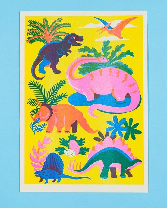Dinosaur A3 Risograph Print