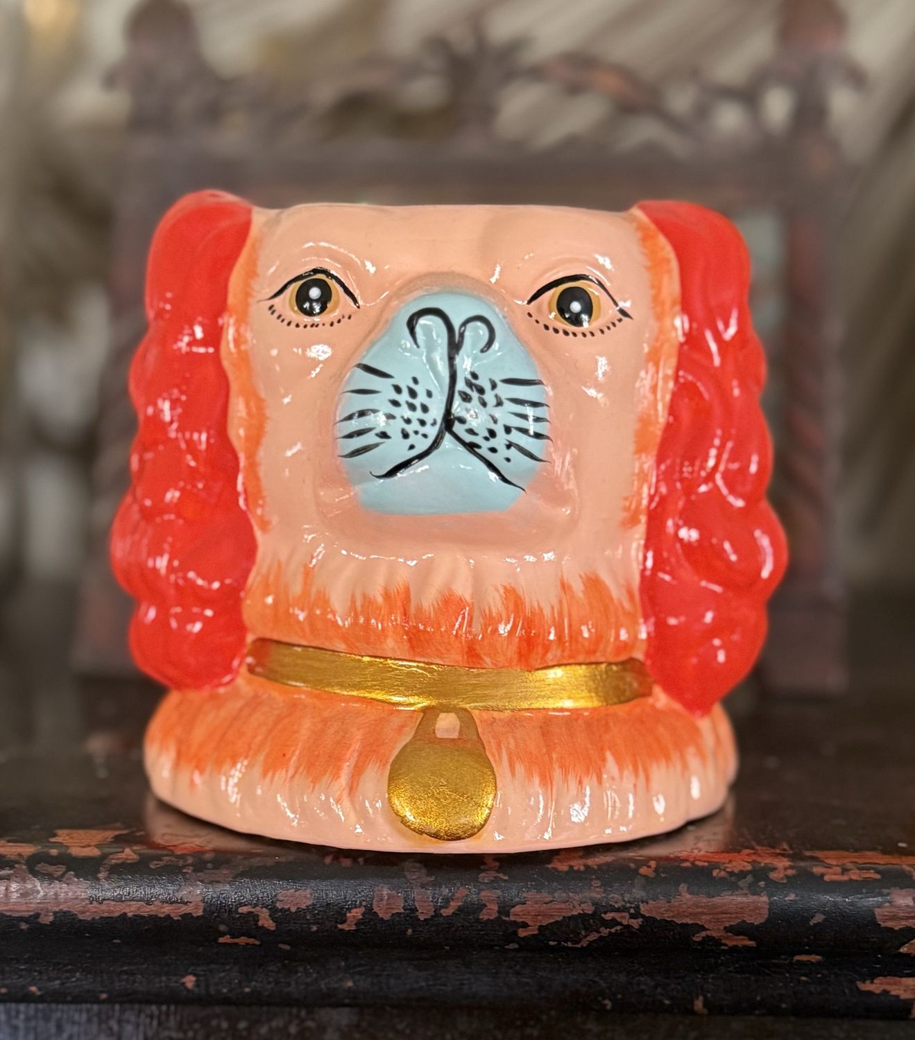 Staffordshire Dog Vase Orange