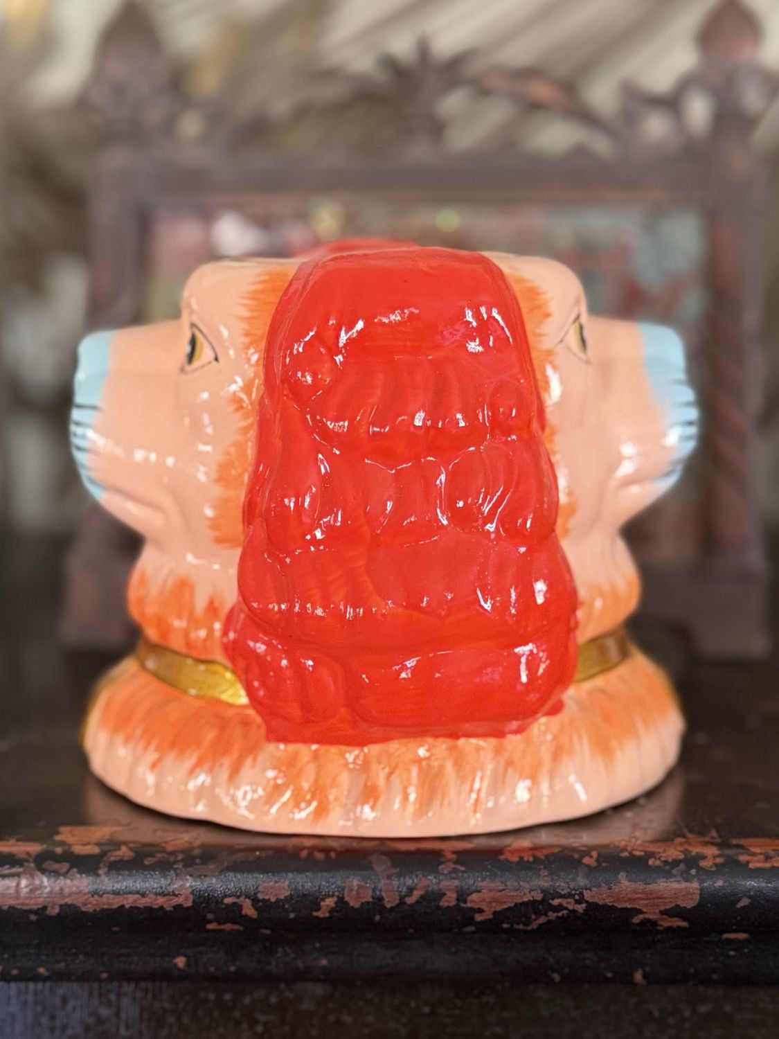 Staffordshire Dog Vase Orange