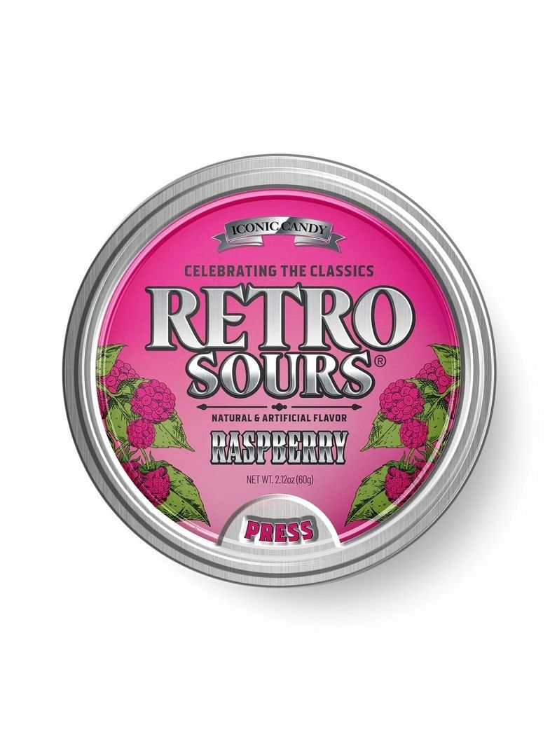 Retro Sours Raspberry Candy Tin