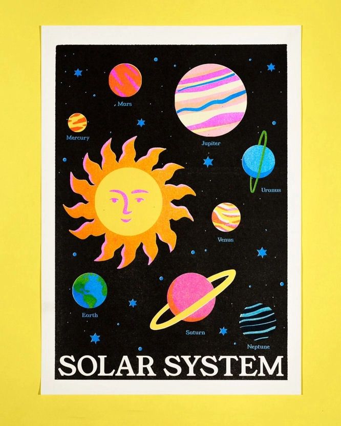 Solar System A3 Risograph Print