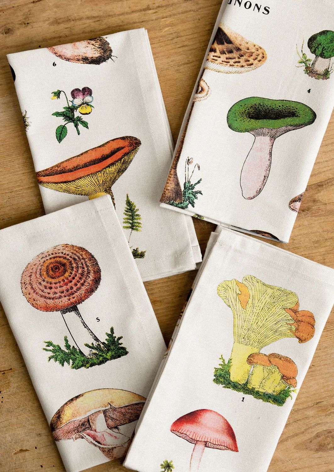 Set Of Four Mushroom Champignons Cloth Napkins