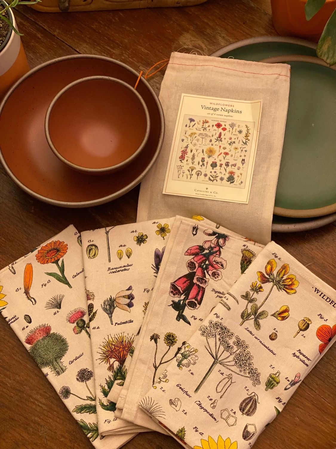 Set Of Four Wildflowers Cloth Napkins