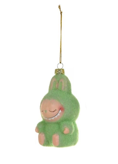 Sleeping Labubu Glass Ornament, Color: Green