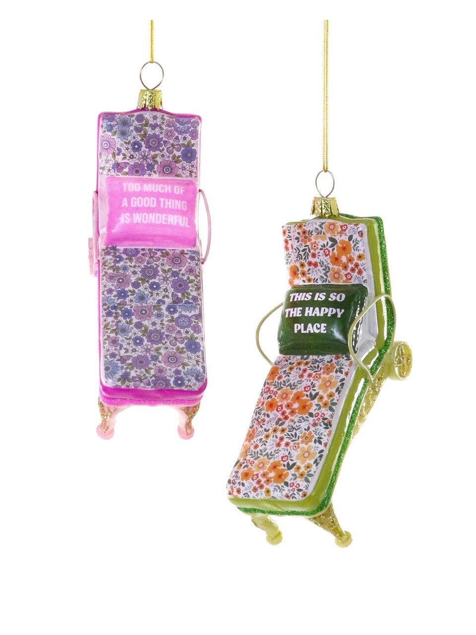 Palm Beach Chaise Lounge Glass Ornament