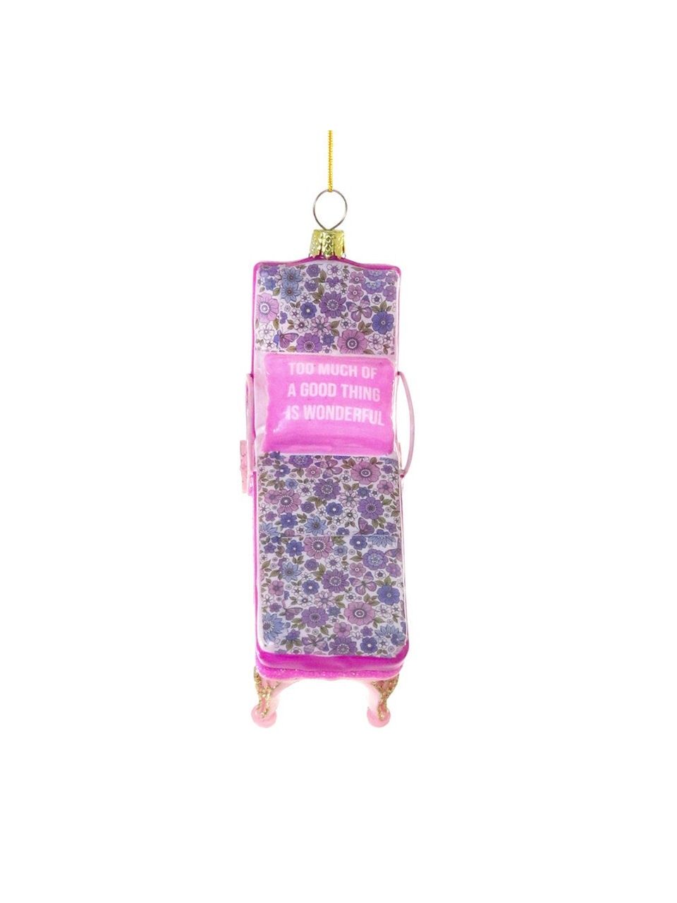 Palm Beach Chaise Lounge Glass Ornament, Color: Pink