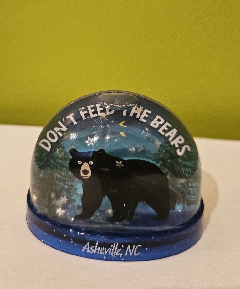 Don’t Feed The Bears Asheville NC Snow Globe Magnet