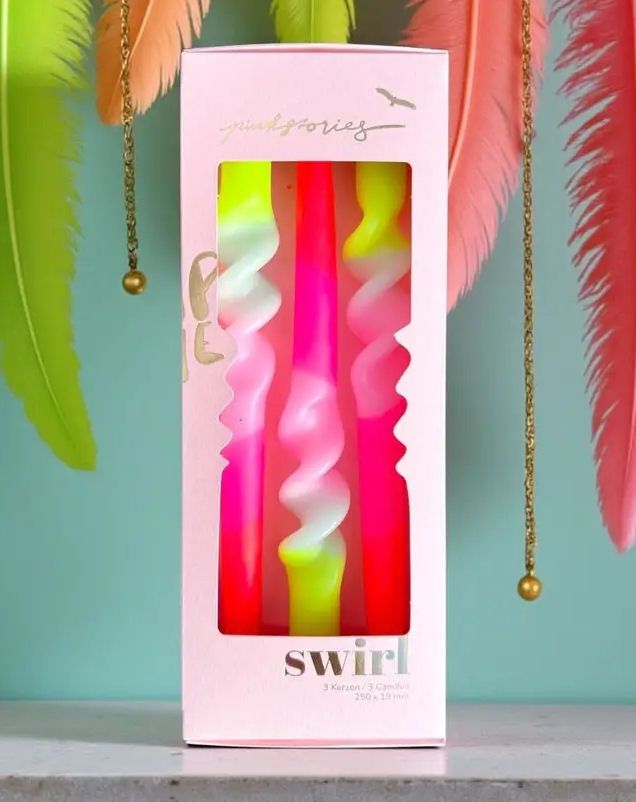 Dip Dye Neon Twisted Swirl Lollipop Flowers Taper Candles