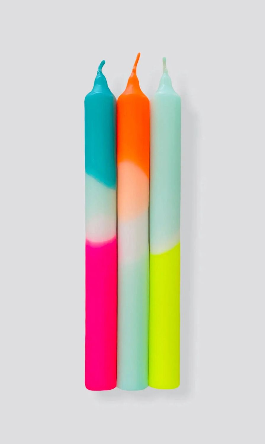 Dip Dye Neon Rainbow Kisses Taper Candles