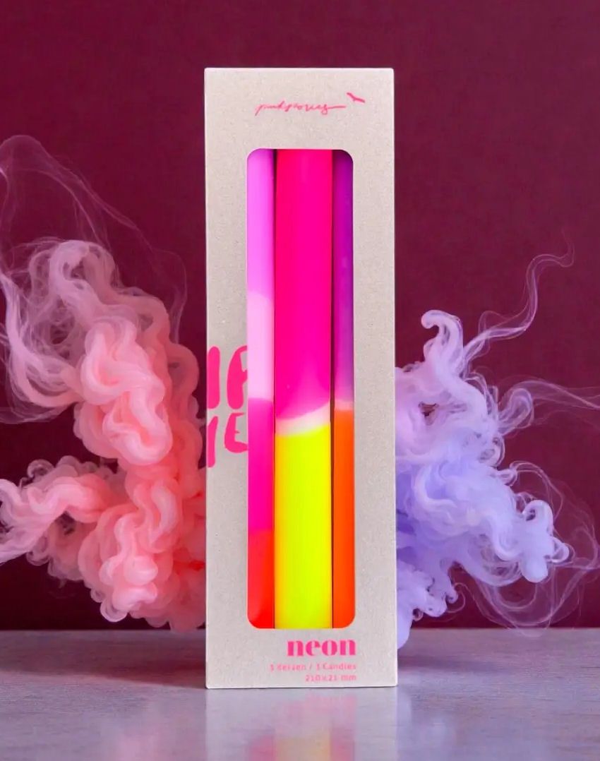 Dip Dye Neon Pink Infusion Taper Candles
