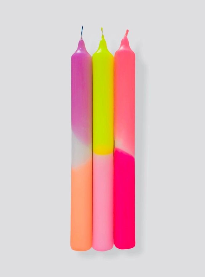 Dip Dye Neon Summer Breeze Taper Candles