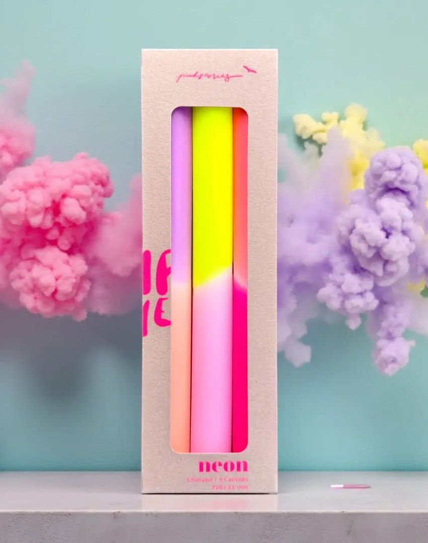 Dip Dye Neon Summer Breeze Taper Candles