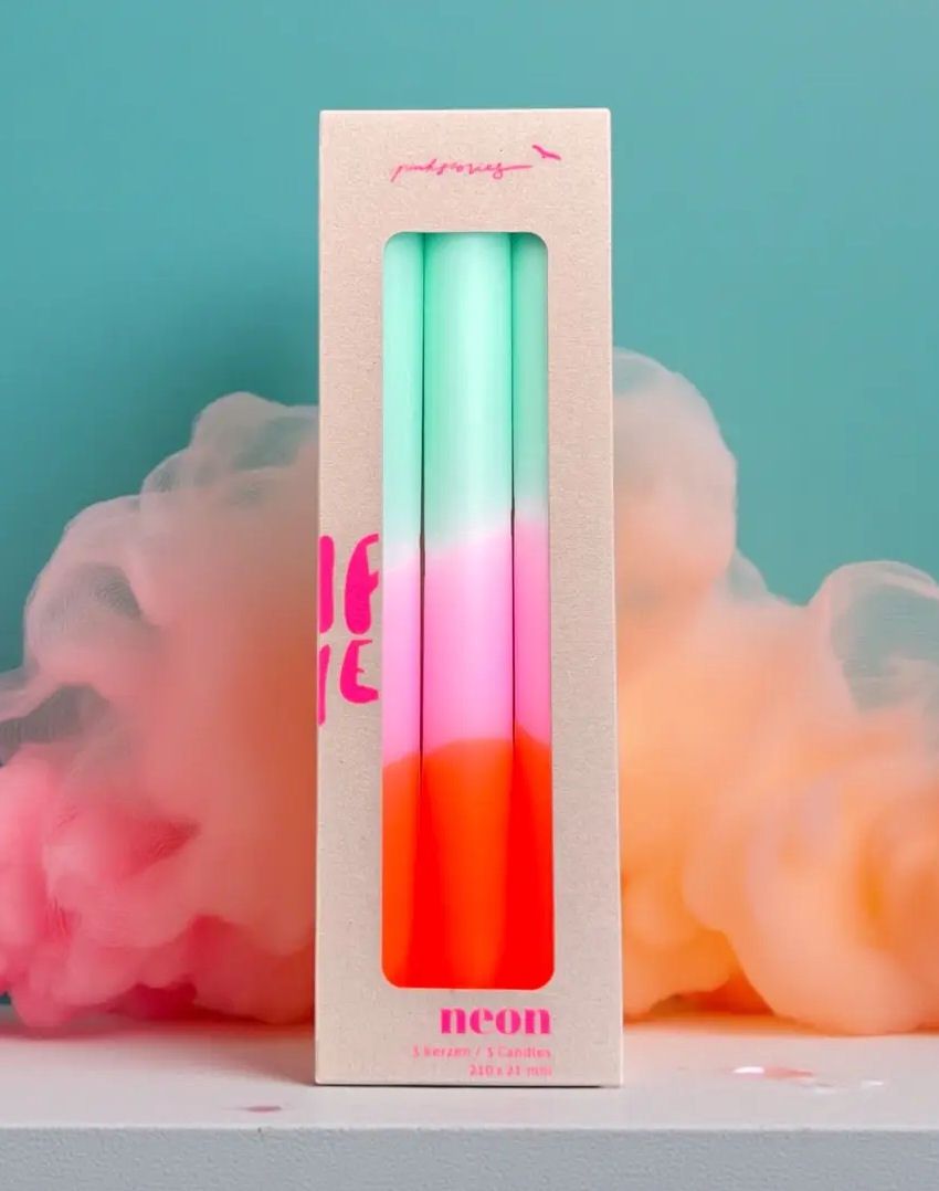 Dip Dye Neon Spring Sorbet Taper Candles