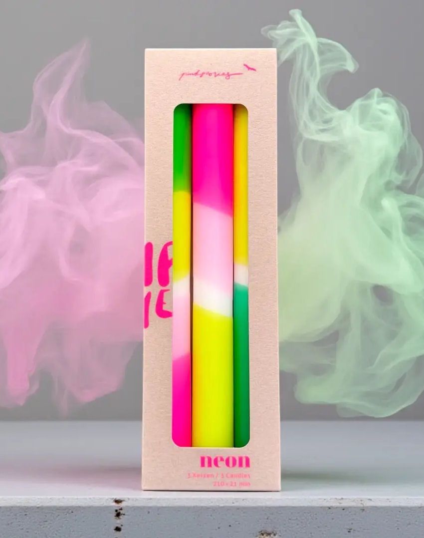 Dip Dye Neon Green Splash Taper Candles