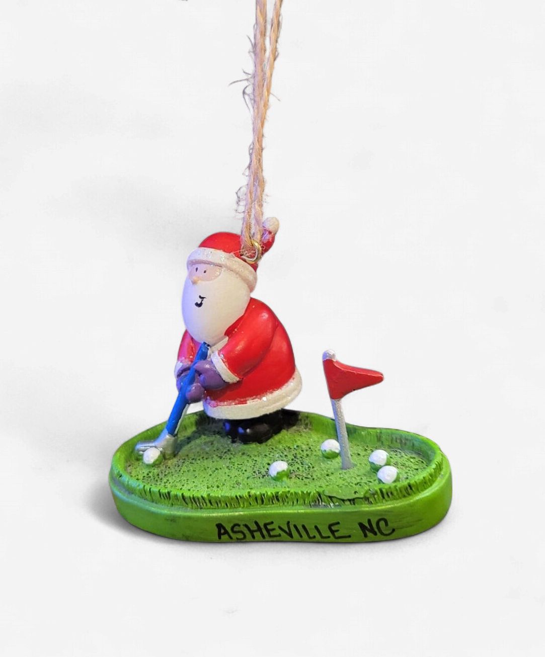 Santa Playing Golf Asheville Ornament