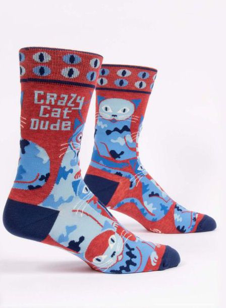 Crazy Cat Dude Blue Q Men’s Socks