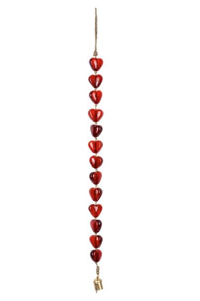 Heart Red Glass Wind Chime