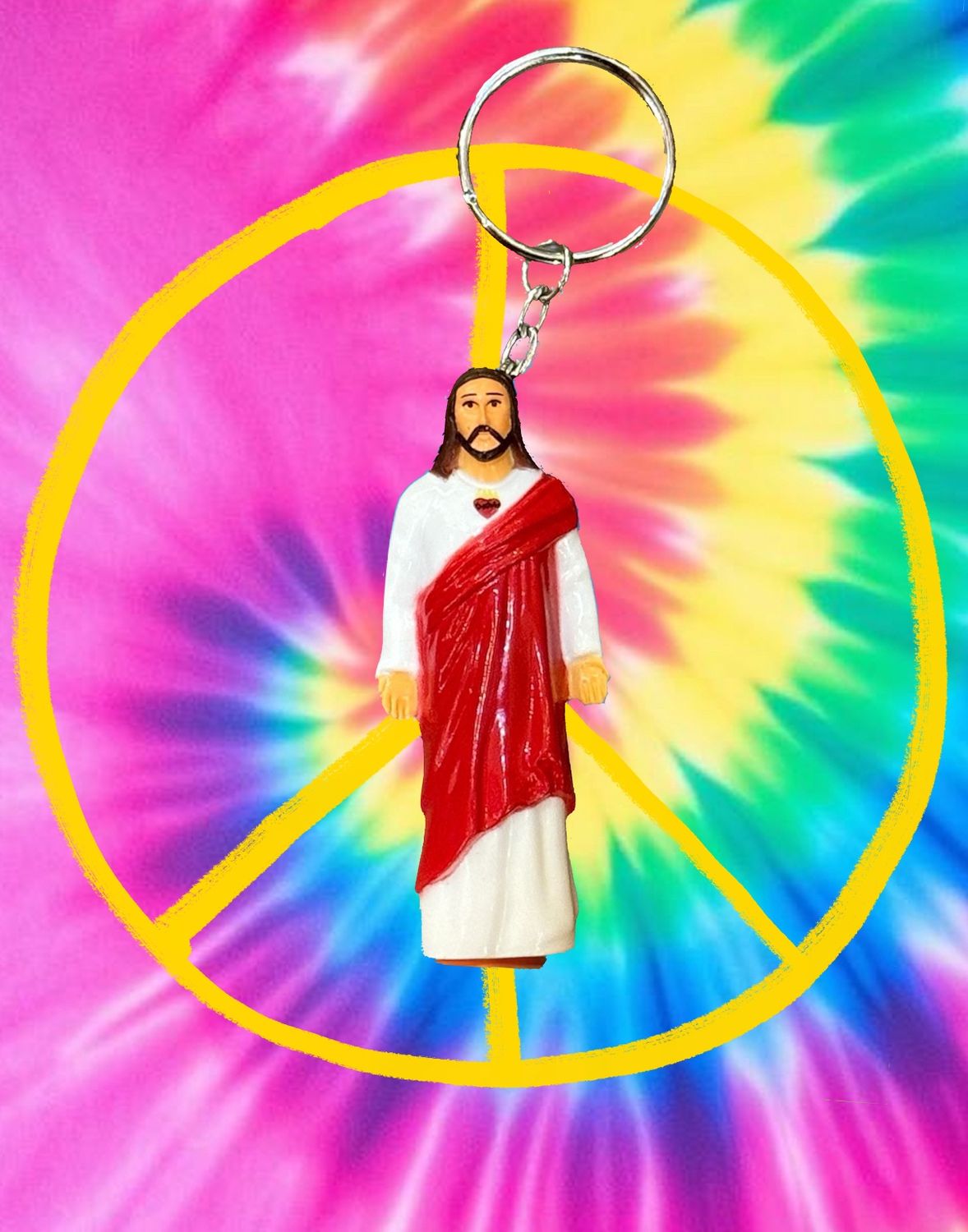 Jesus With Heart LED Flashlight Keychain