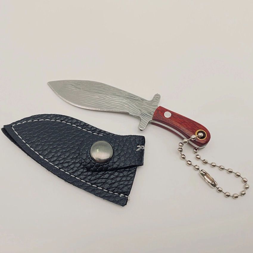 Damascus Pattern Mini Knife Keychain