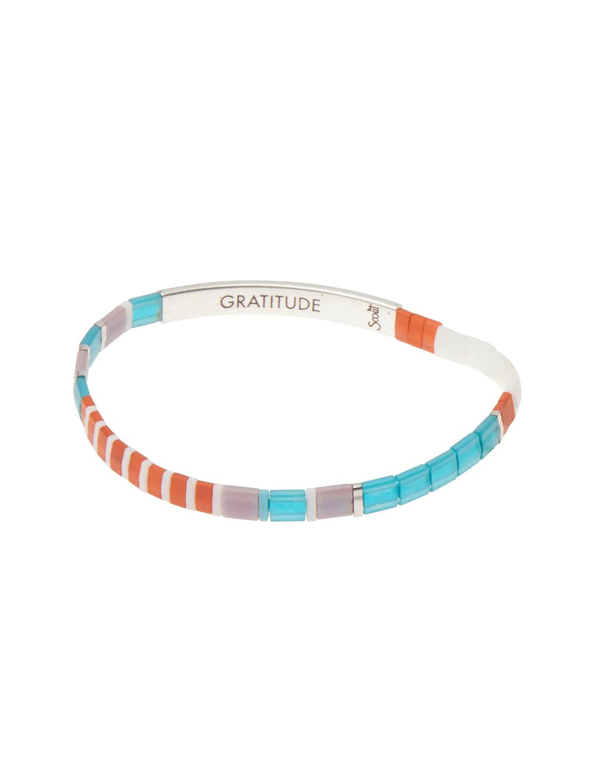 Gratitude Good Karma Turquoise Orange Silver Miyuki Bracelet