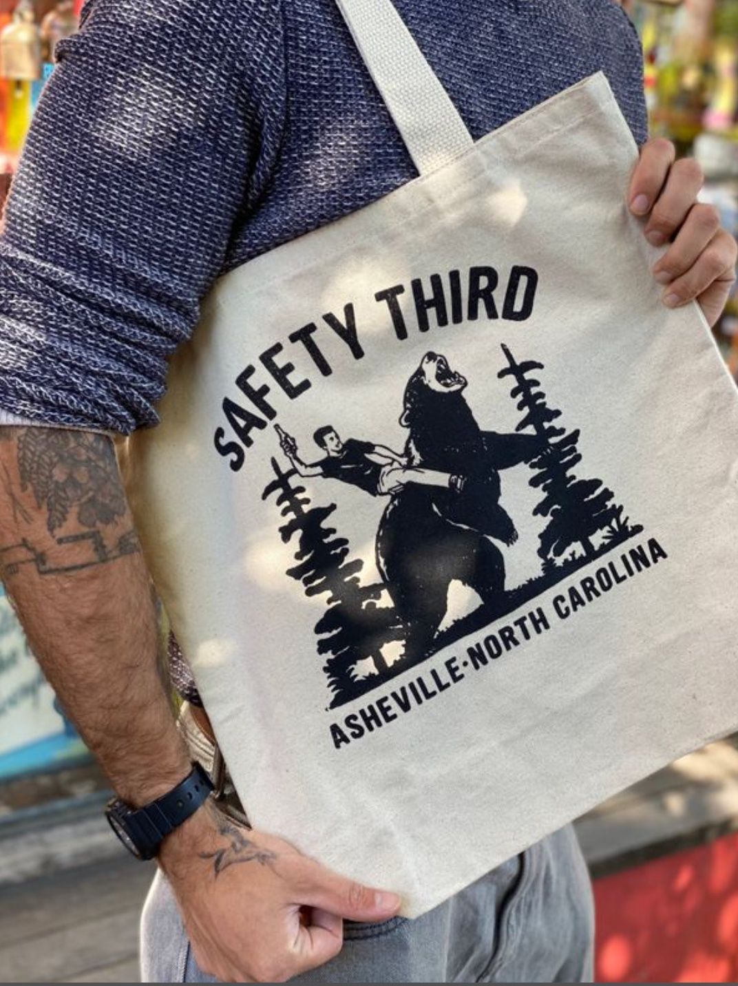 Safety Third Asheville North Carolina Canvas Tote Bag