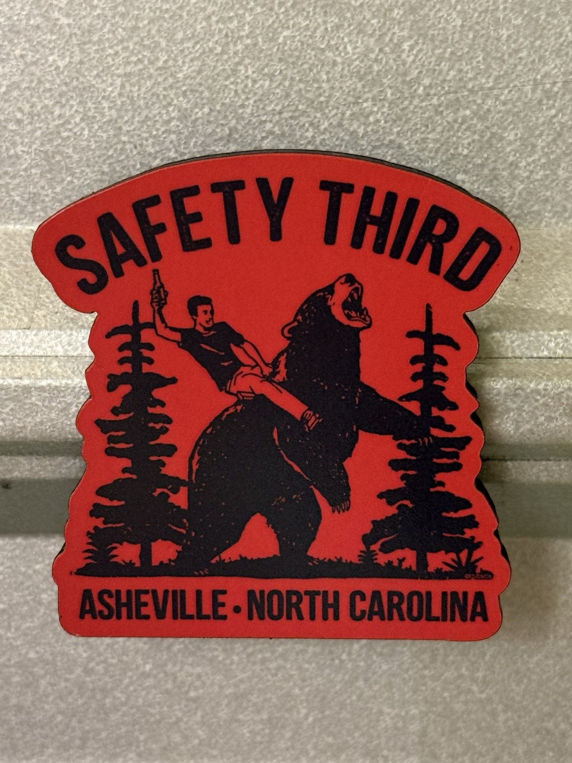 Safety Third Asheville North Carolina Red Magnet