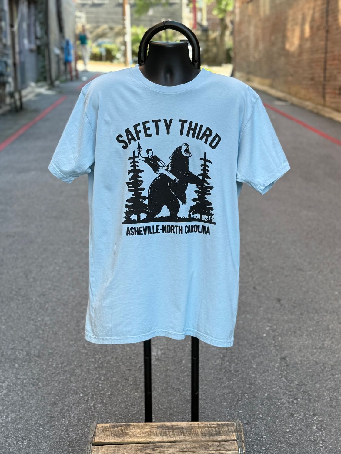 Safety Third Asheville, North Carolina Blue-Grey T-Shirt