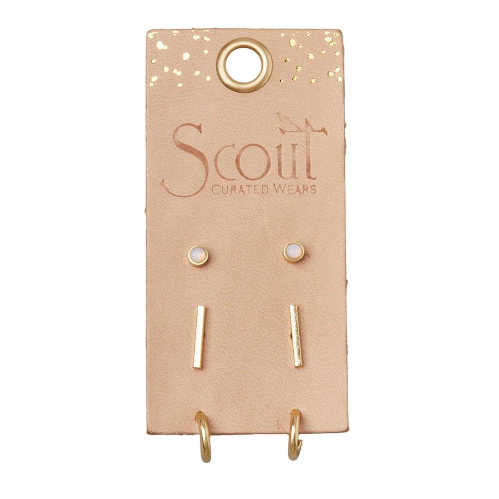 Opalite Gold Scarlett Stud Trio Earrings