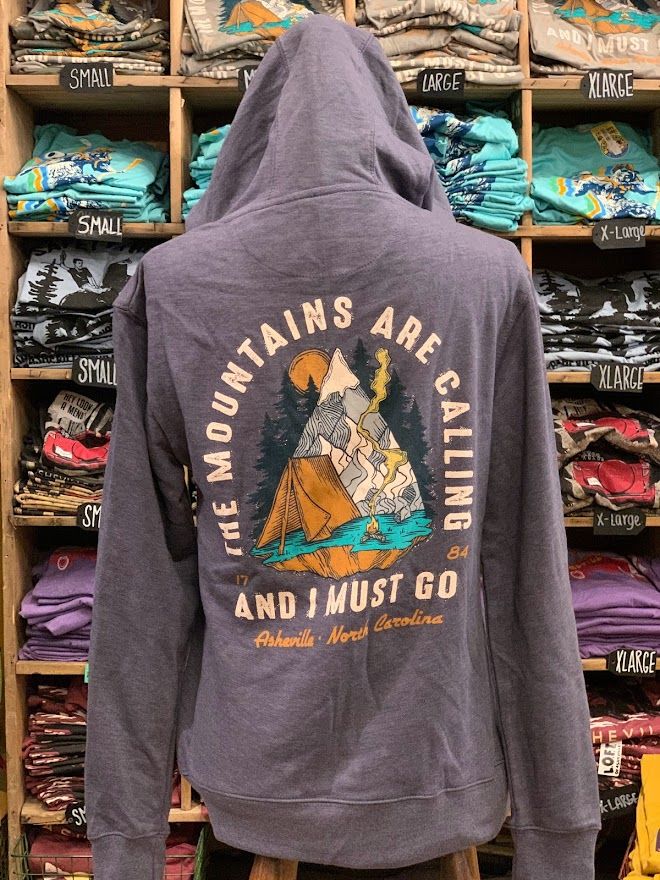 The Mountains Are Calling And I Must Go Asheville, North Carolina Navy Blue Hoodie
