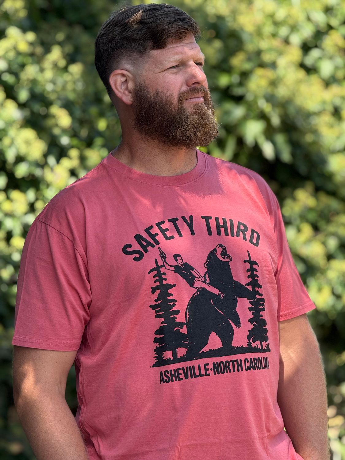 Safety Third Asheville, North Carolina Pink-Red T-Shirt